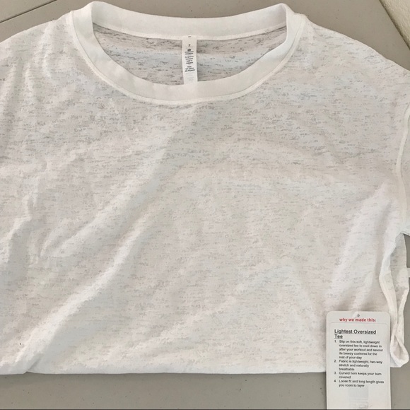 NWT WHITE LULULEMON LIGHTEST OVERSIZED TEE -Size 2 - Picture 2 of 8